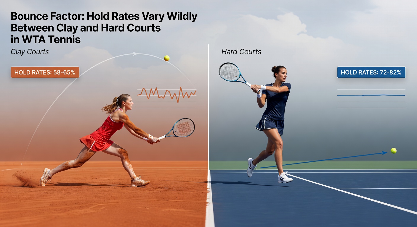 WTA tennis player executing a high-bouncing serve on a red clay court during a European swing tournament