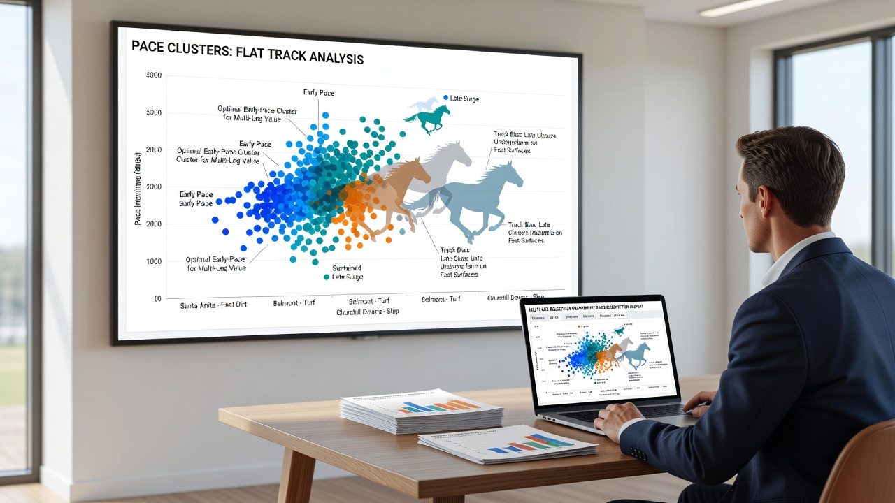 Sectional timing chart showing pace clusters across multiple flat races