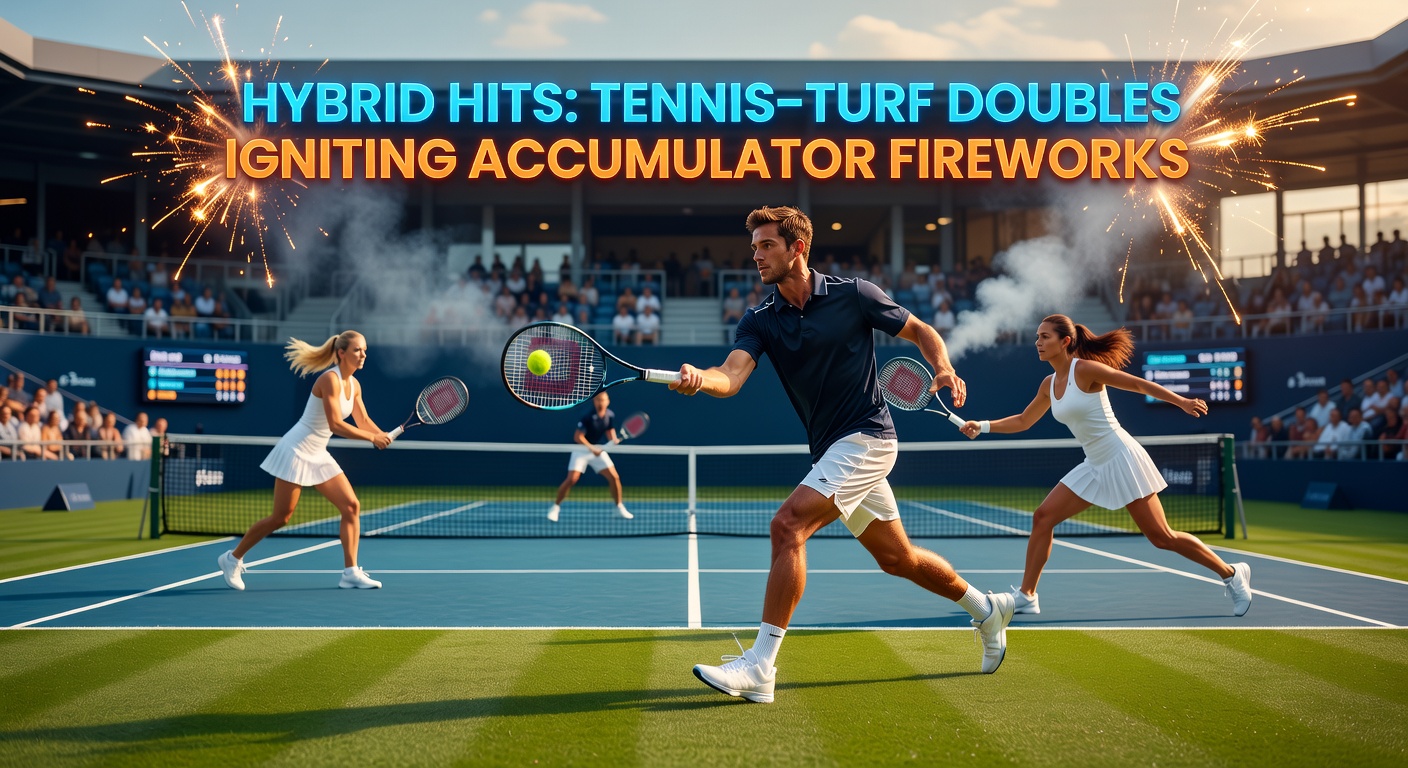 Accumulator bet slip combining tennis doubles odds with turf horse racing selections, highlighting multiplied payouts