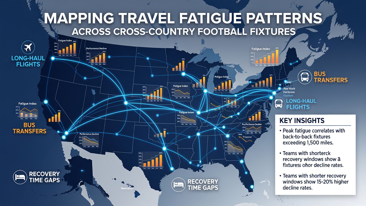 Graph displaying performance metrics after long-distance travel in football