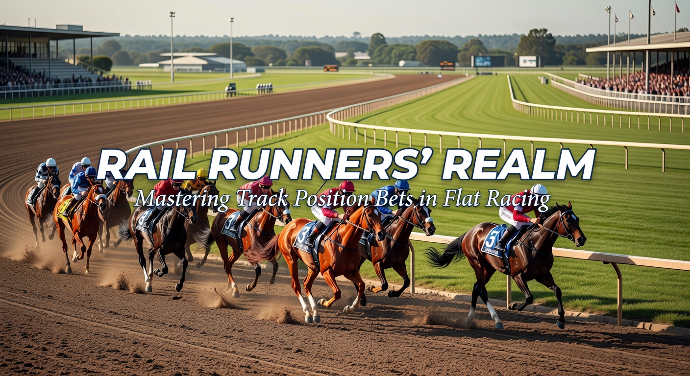 Jockey guiding a rail runner through the final turn, overtaking wide challengers in a tight flat racing finish