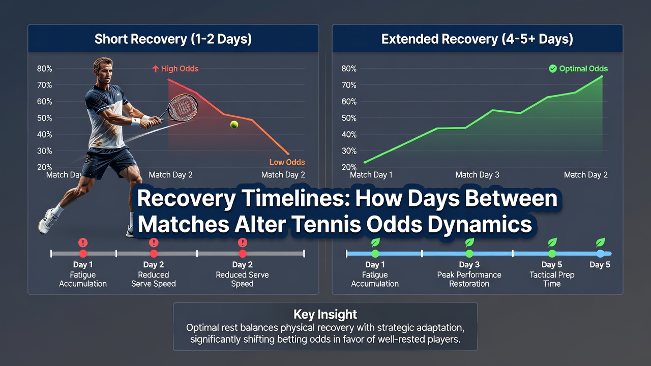 Tennis betting odds board displaying match lines with recovery timeline annotations