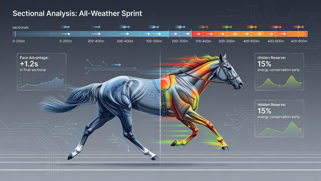 Graph comparing sectional pace advantages across multiple all-weather sprint meetings in 2026