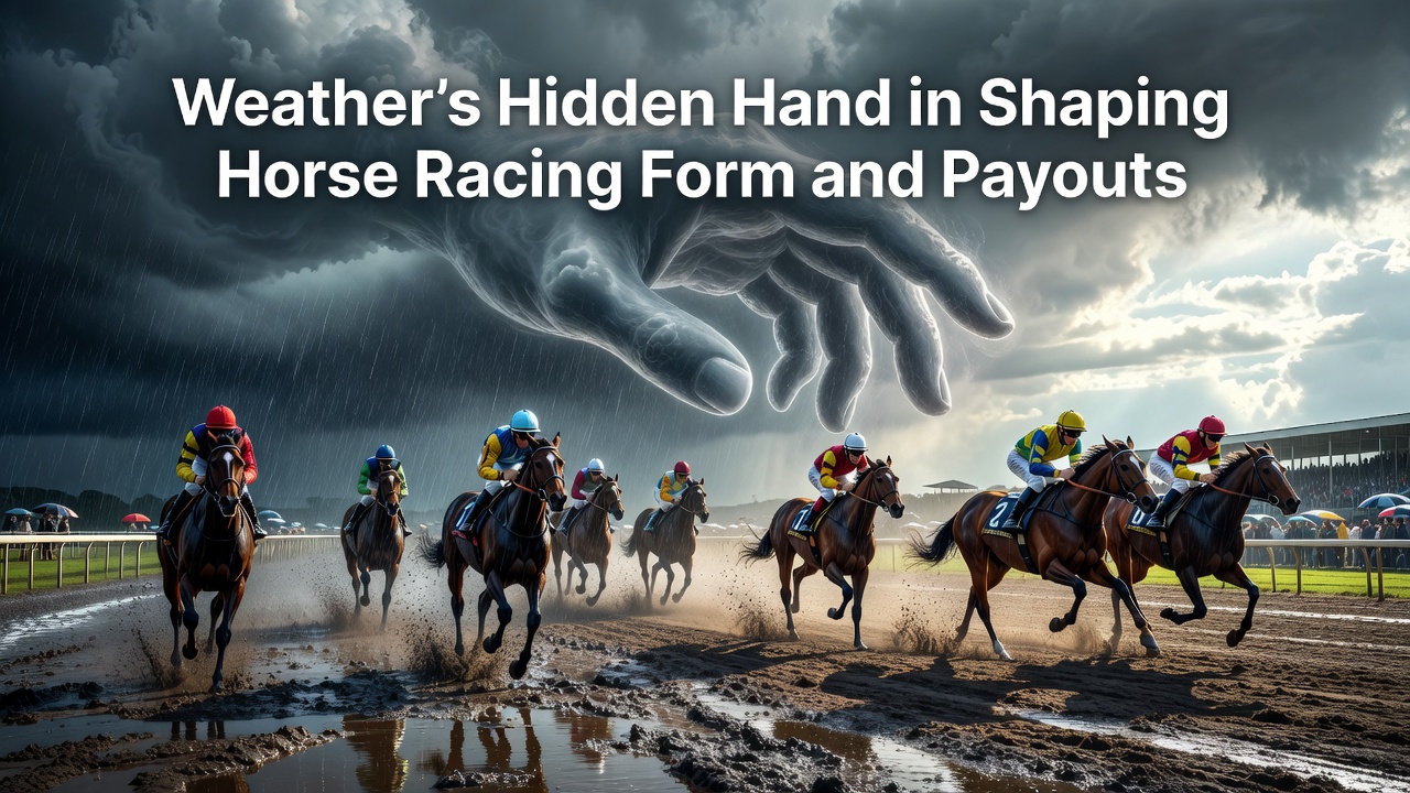 Horse racing track conditions affected by rain and varying weather patterns